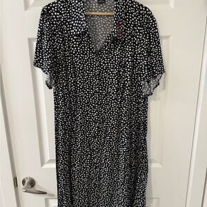 City Chic Black Midi Dress with White Heart Print